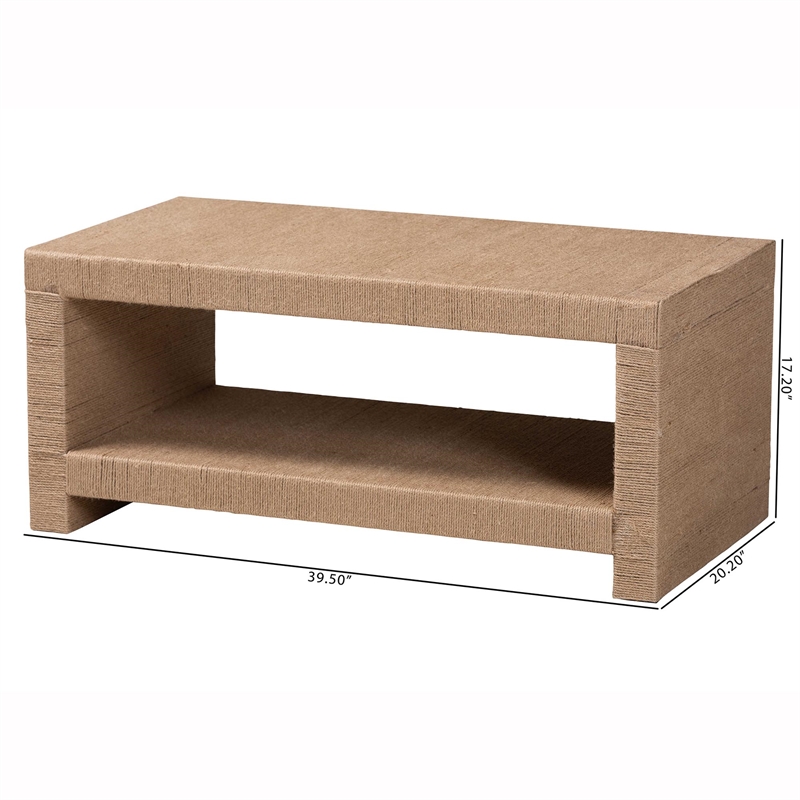 bali & pari Adaya Handwoven Jute Coffee Table - Rectangular Center Table