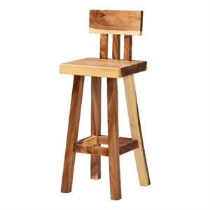 bali & pari Luli Suar Wood Bar Stool - Handcrafted Solid Wood Stool