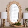 bali & pari Makoto Scalloped Rattan Wall Mirror - Handwoven Wicker Oval Frame