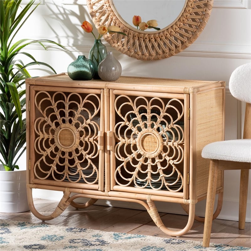 bali & pari Acelin Natural Rattan Storage Cabinet