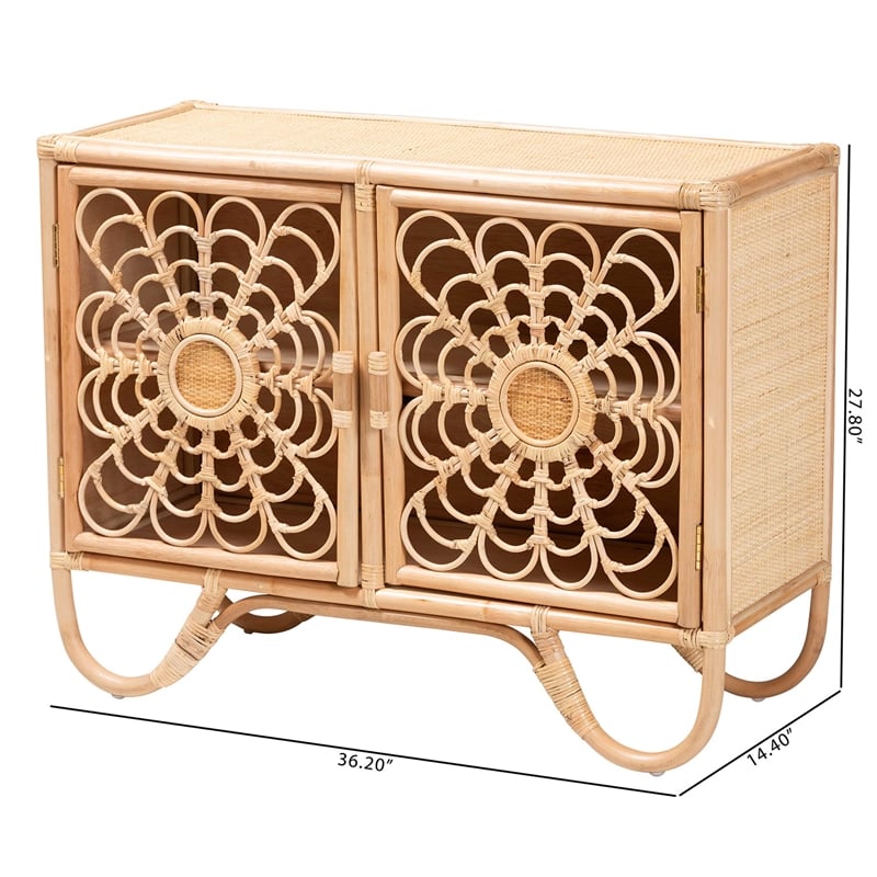 bali & pari Acelin Natural Rattan Storage Cabinet