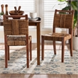bali & pari Chabela Handwoven Seagrass Dining Chair Set of 2- Mango Wood Frame
