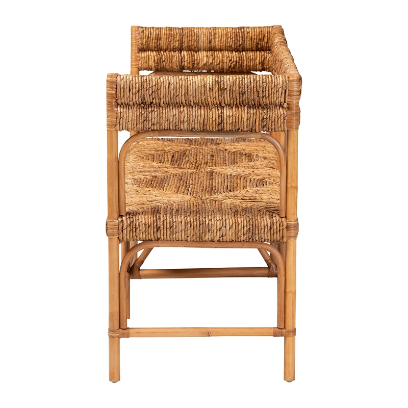 bali & pari Adisa Natural Rattan Bench - Handcrafted Banquette