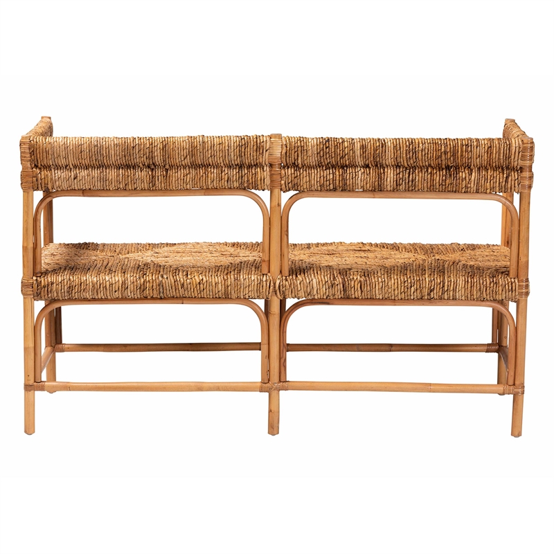 bali & pari Adisa Natural Rattan Bench - Handcrafted Banquette