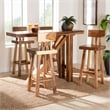 bali & pari Luli 5-Piece Suar Wood Bar Table Set - Modern Bar-Height Dining Set