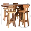 bali & pari Luli 5-Piece Suar Wood Bar Table Set - Modern Bar-Height Dining Set