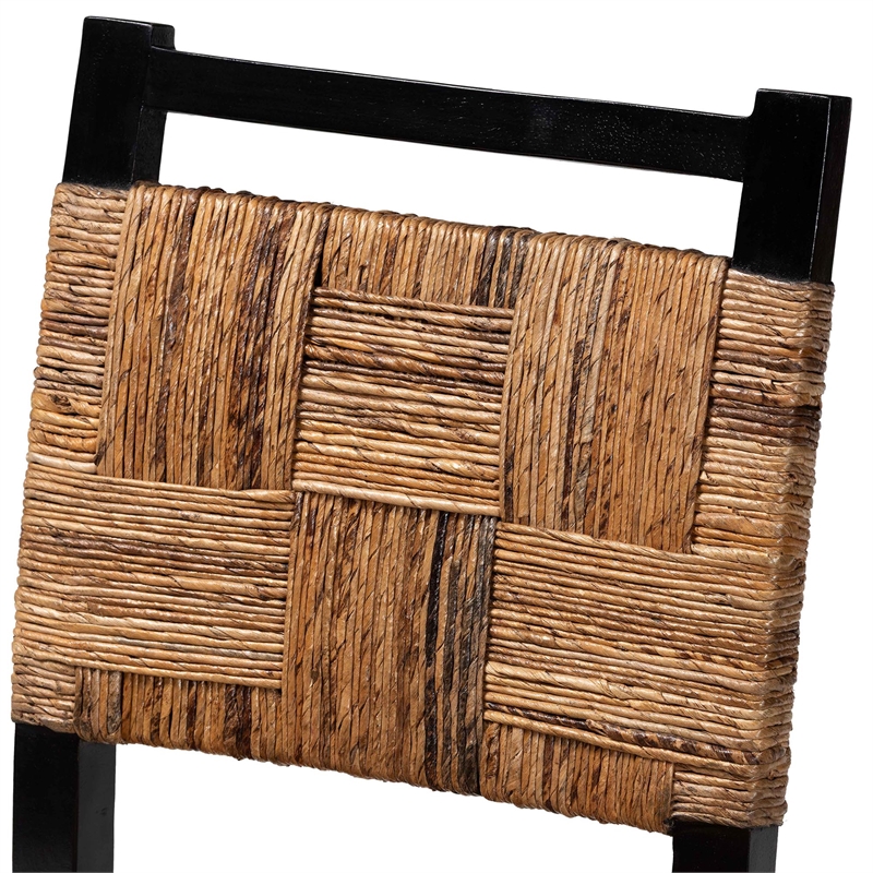 bali & pari Raniya Seagrass Dining Chair Set of 2- Mango Wood Frame - Black
