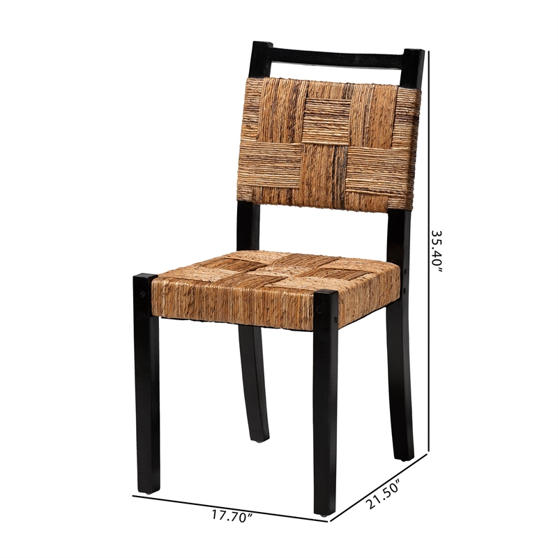 bali & pari Raniya Seagrass Dining Chair Set of 2- Mango Wood Frame - Black