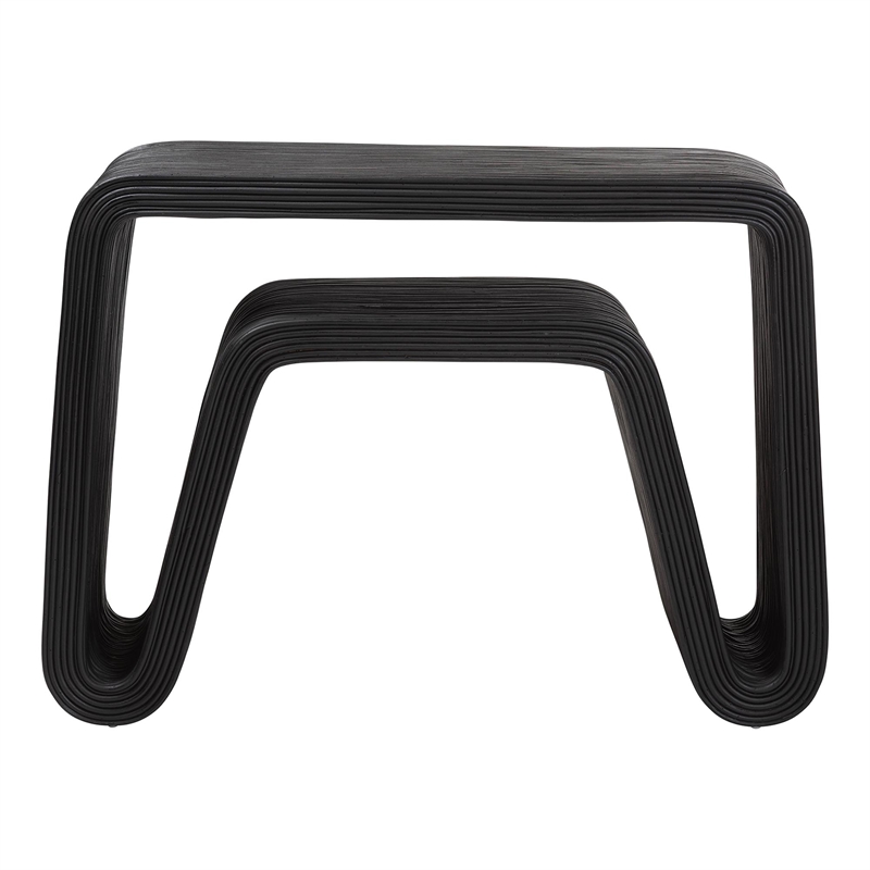 bali & pari Abebi Black Rattan Console Table