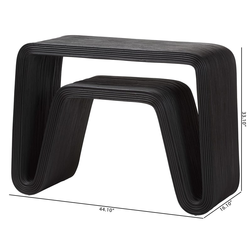 bali & pari Abebi Black Rattan Console Table