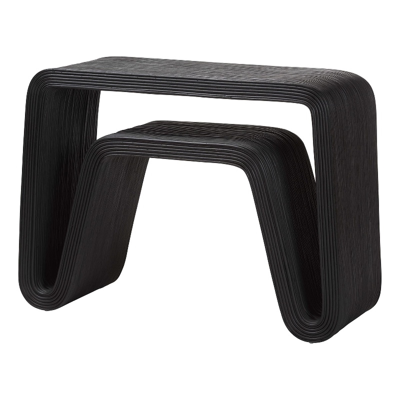 bali & pari Abebi Black Rattan Console Table