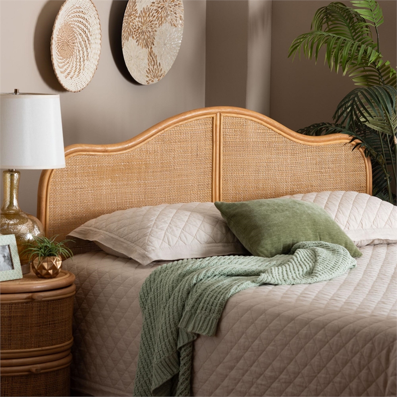 bali & pari Adelita Natural Rattan Arched Queen Headboard