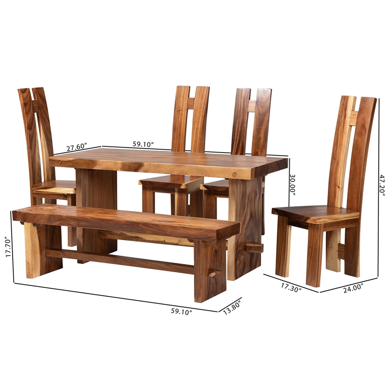 bali & pari Lin Suar Wood 6-Piece Dining Set