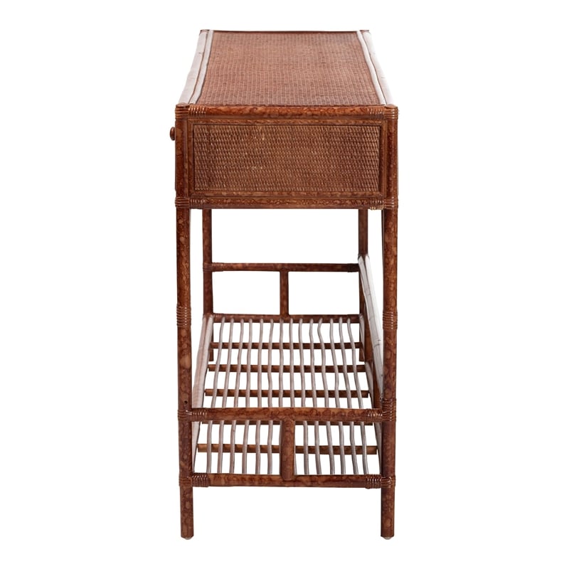 bali & pari Brier Marbled Tortoise Natural Rattan Console Table