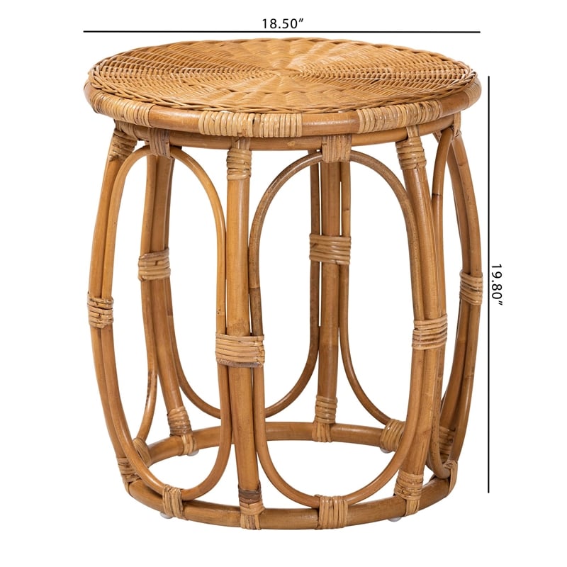 bali & pari Jayana Natural Rattan Round End Table