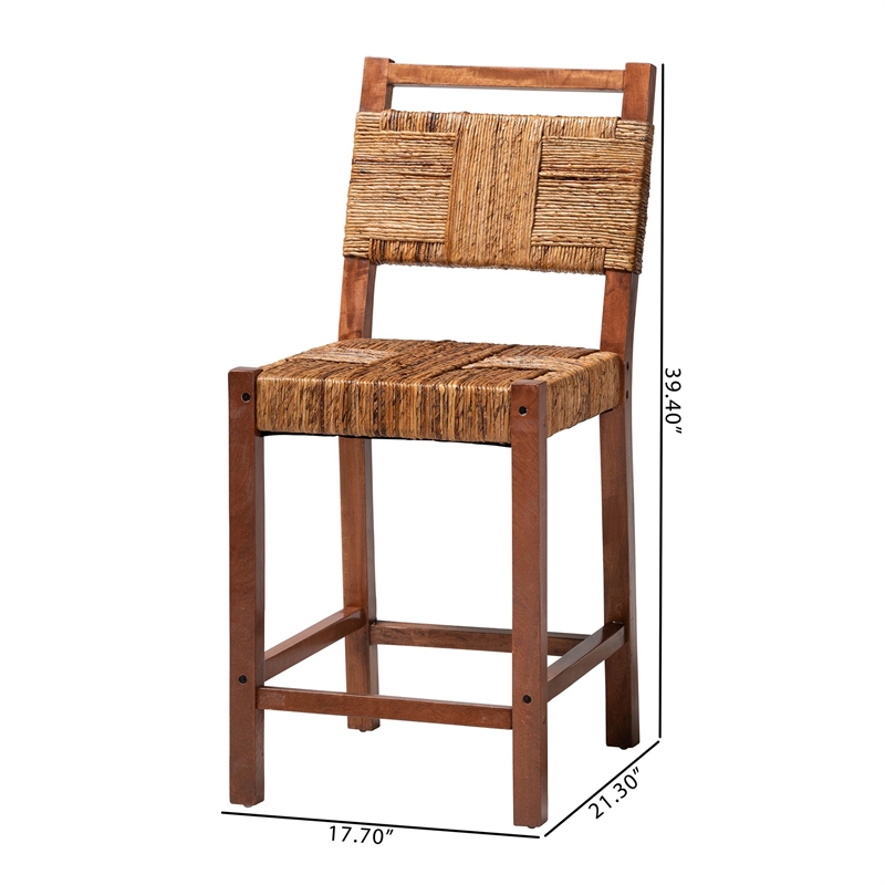 bali & pari Chabela Seagrass Counter Stool Set of 2 - Solid Mango Wood Frame