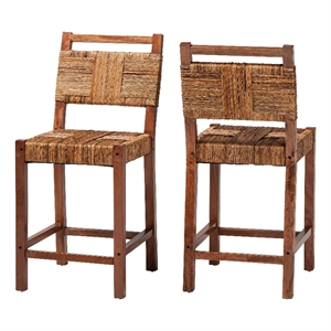 bali & pari Chabela Seagrass Counter Stool Set of 2 - Solid Mango Wood Frame