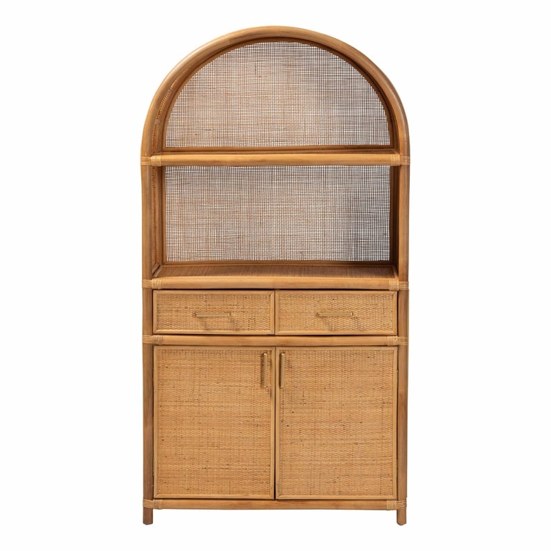 bali & pari Mairen Arched Natural Rattan Storage Cabinet