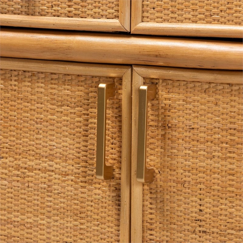 bali & pari Mairen Arched Natural Rattan Storage Cabinet