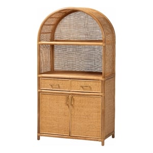 bali & pari Mairen Arched Natural Rattan Storage Cabinet