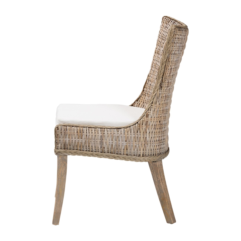 bali & pari Derris Natural Rattan Dining Chair with Cushion