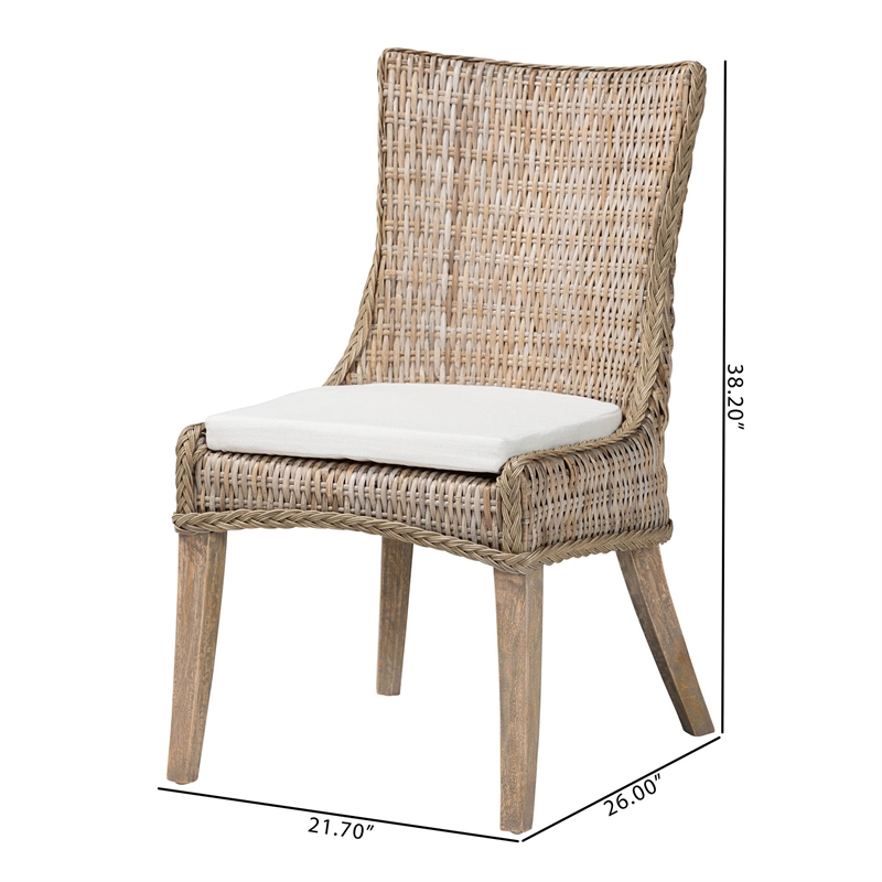 bali & pari Derris Natural Rattan Dining Chair with Cushion
