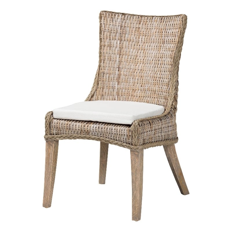bali & pari Derris Natural Rattan Dining Chair with Cushion
