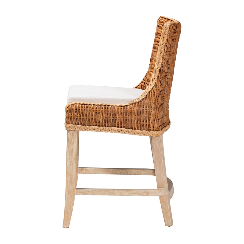 bali & pari Derris Natural Rattan Counter Stool with Cushion