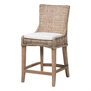 bali & pari Derris Natural Rattan Counter Stool with Cushion