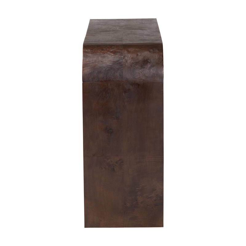 bali & pari Revelle Real Burl Wood Console Table in Dark Walnut Brown