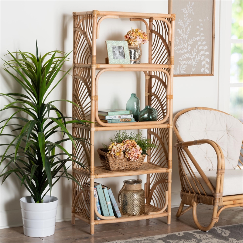 bali & pari Baara Natural Rattan 4-Tier Display Shelf