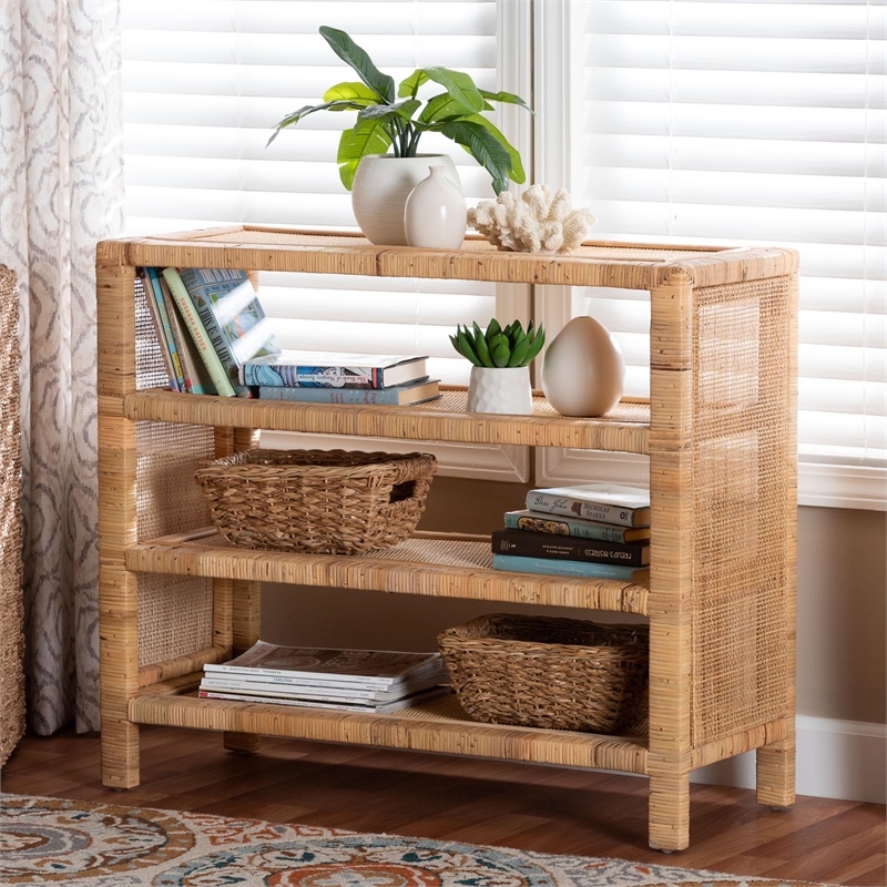 bali & pari Abelia Natural Rattan 4-Tier Display Shelf