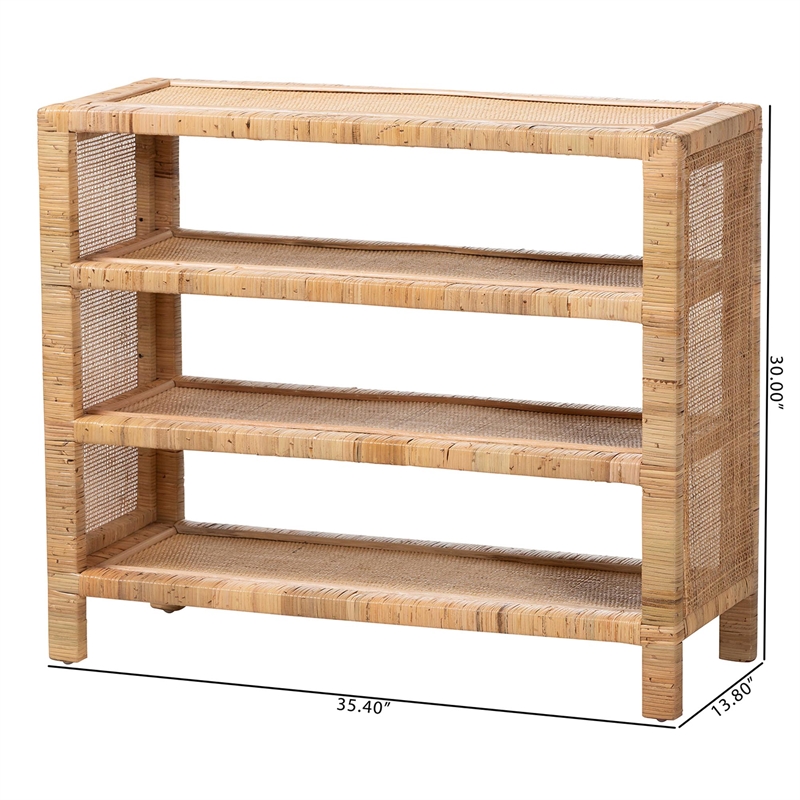 bali & pari Abelia Natural Rattan 4-Tier Display Shelf