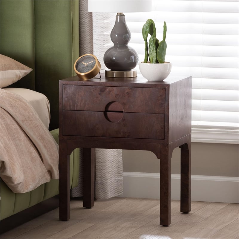 bali & pari Kayla Real Burl Wood Nightstand