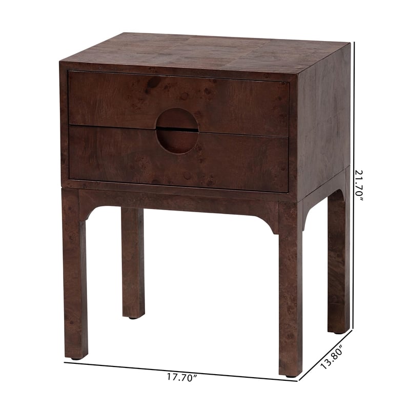 bali & pari Kayla Real Burl Wood Nightstand