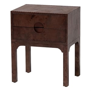 bali & pari Kayla Real Burl Wood Nightstand
