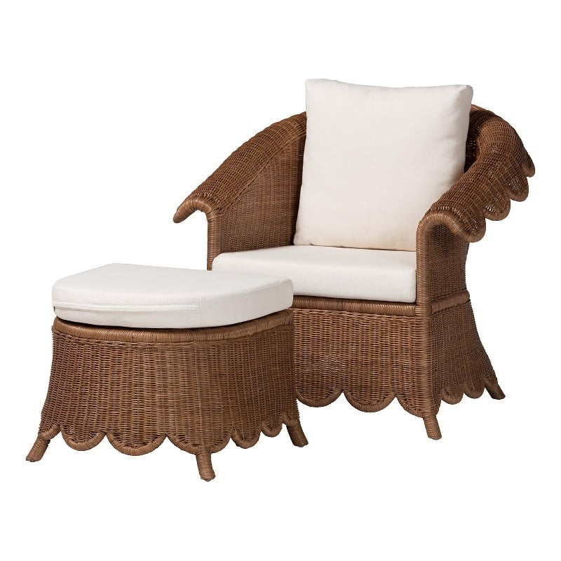 bali & pari Detta Natural Rattan Armchair and Ottoman Set