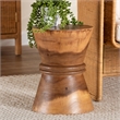 bali & pari Samira Solid Suar Wood Side Table - Handcrafted Sculptural End Table
