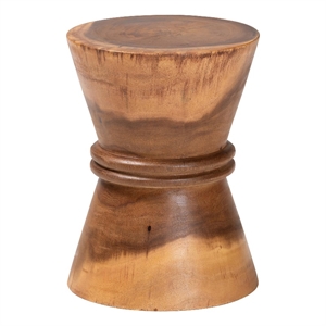 bali & pari Samira Solid Suar Wood Side Table - Handcrafted Sculptural End Table