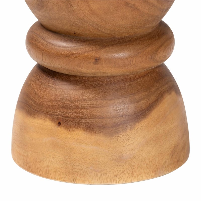 bali & pari Bancroft Solid Suar Wood Side Table Handcrafted Sculptural End Table