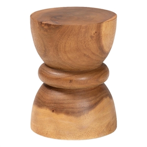 bali & pari Bancroft Solid Suar Wood Side Table Handcrafted Sculptural End Table