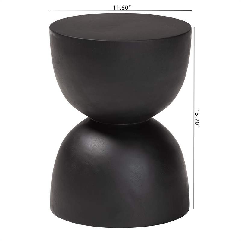 bali & pari Nomiki Solid Suar Wood Side Table - Hand-Carved Sculptural End Table