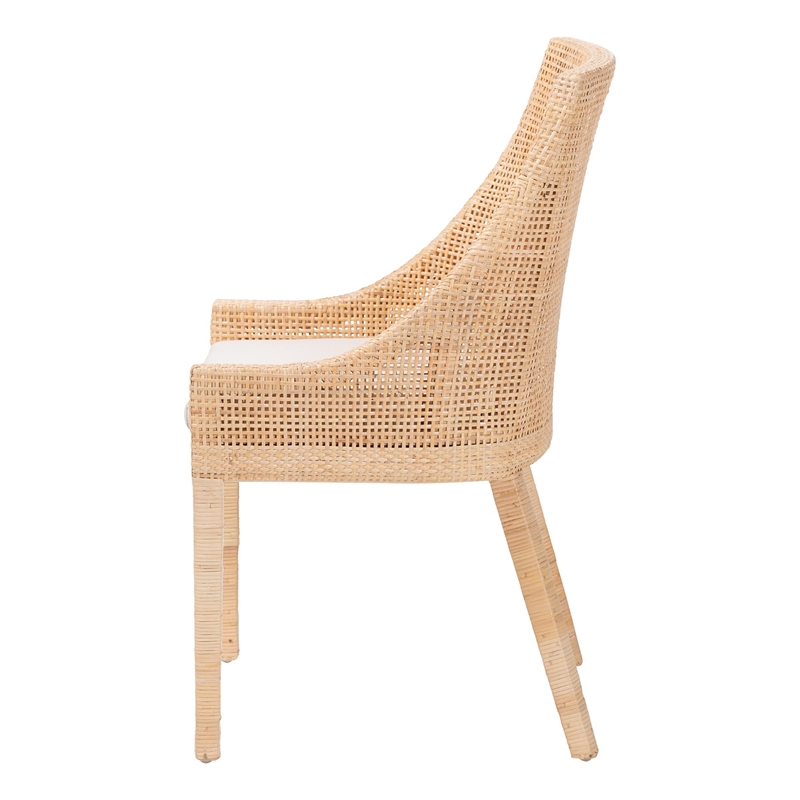 bali & pari Beata Natural Rattan Dining Chair Handcrafted Wingback Accent Chair