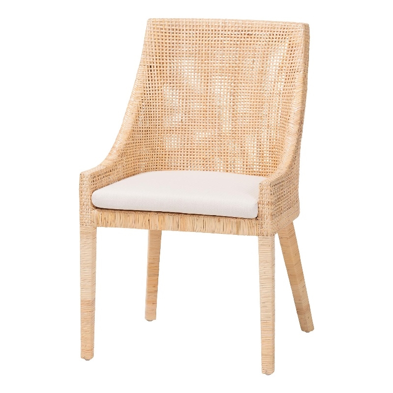 bali & pari Beata Natural Rattan Dining Chair Handcrafted Wingback Accent Chair