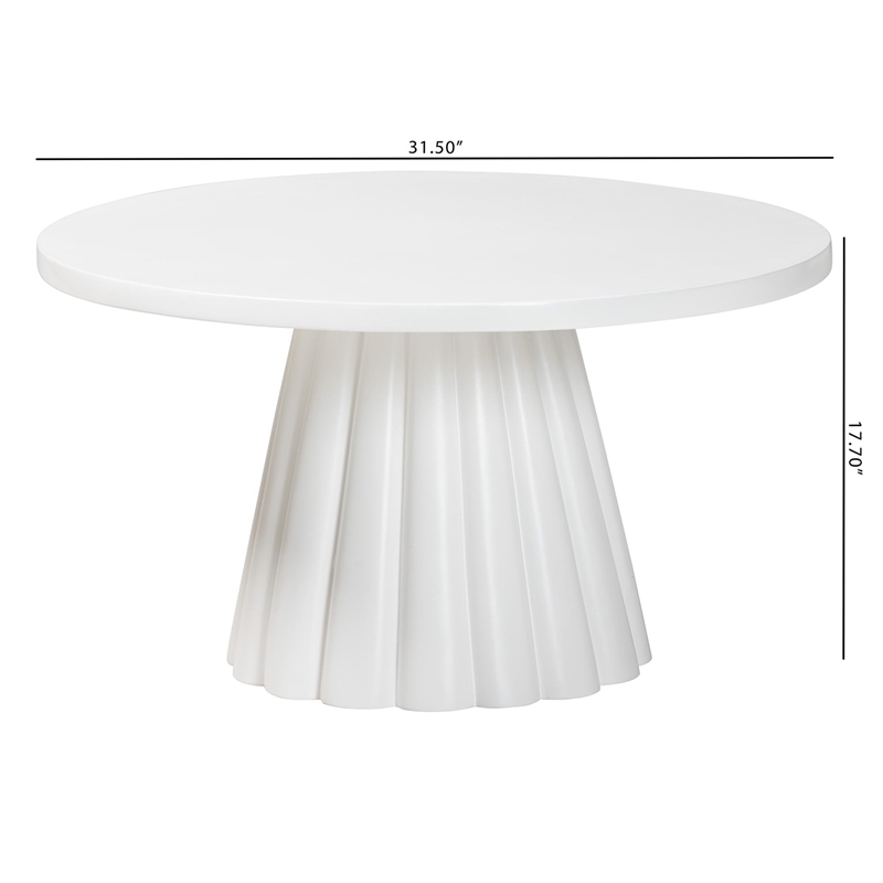 bali & pari Parvana Round Coffee Table with Fluted Pedestal Base