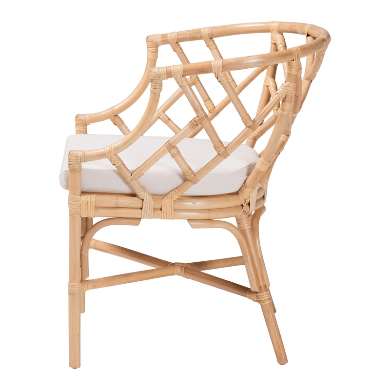 bali & pari Padma Natural Rattan Dining Chair - Handwoven Barrel Accent Chair