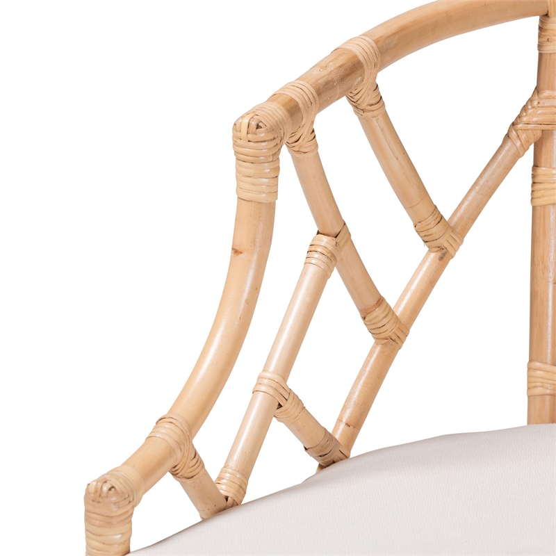 bali & pari Padma Natural Rattan Dining Chair - Handwoven Barrel Accent Chair