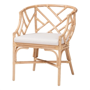 bali & pari Padma Natural Rattan Dining Chair - Handwoven Barrel Accent Chair