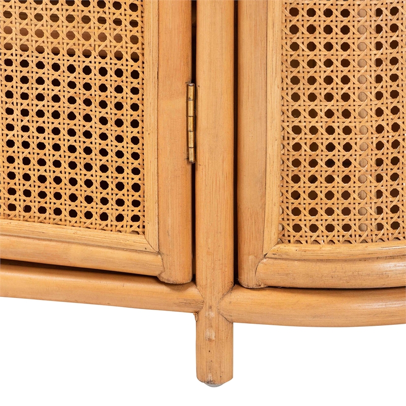 bali & pari McKenna Natural Rattan Sideboard - Handwoven Wicker Buffet Credenza