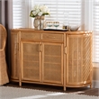 bali & pari McKenna Natural Rattan Sideboard - Handwoven Wicker Buffet Credenza
